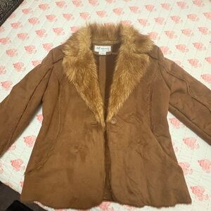 RP Sport by Regent Park Faux Suede Brown Jacket with Faux Fur Collar